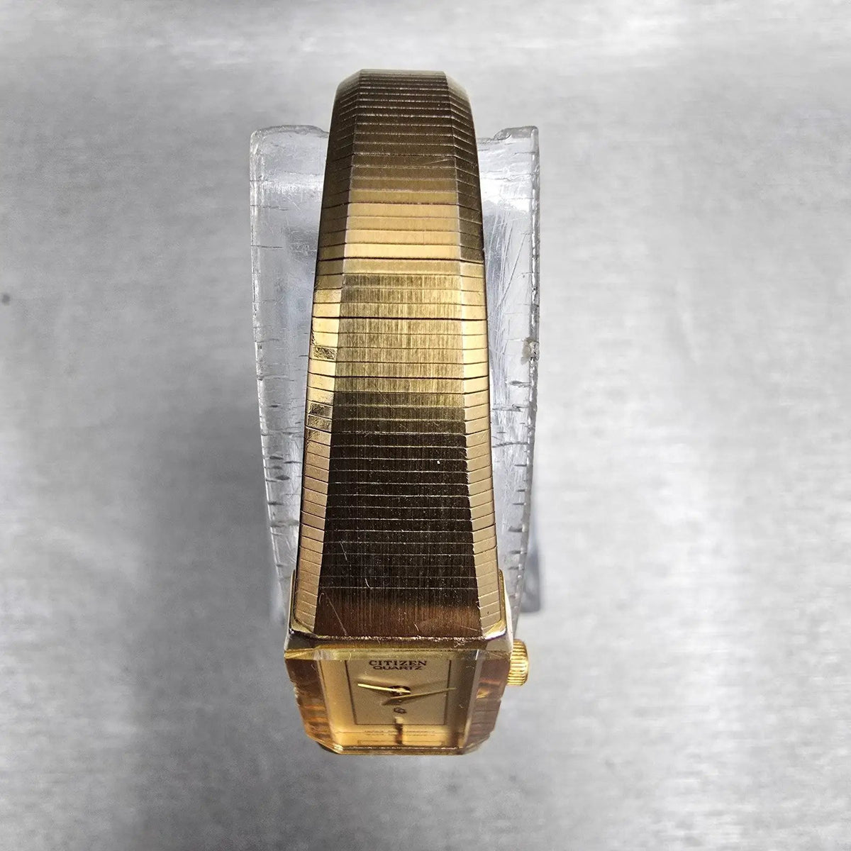 Citizen CQ Watch Women 13mm Gold Dial Gold Tone Rectangle 2250-242068 New Batt4