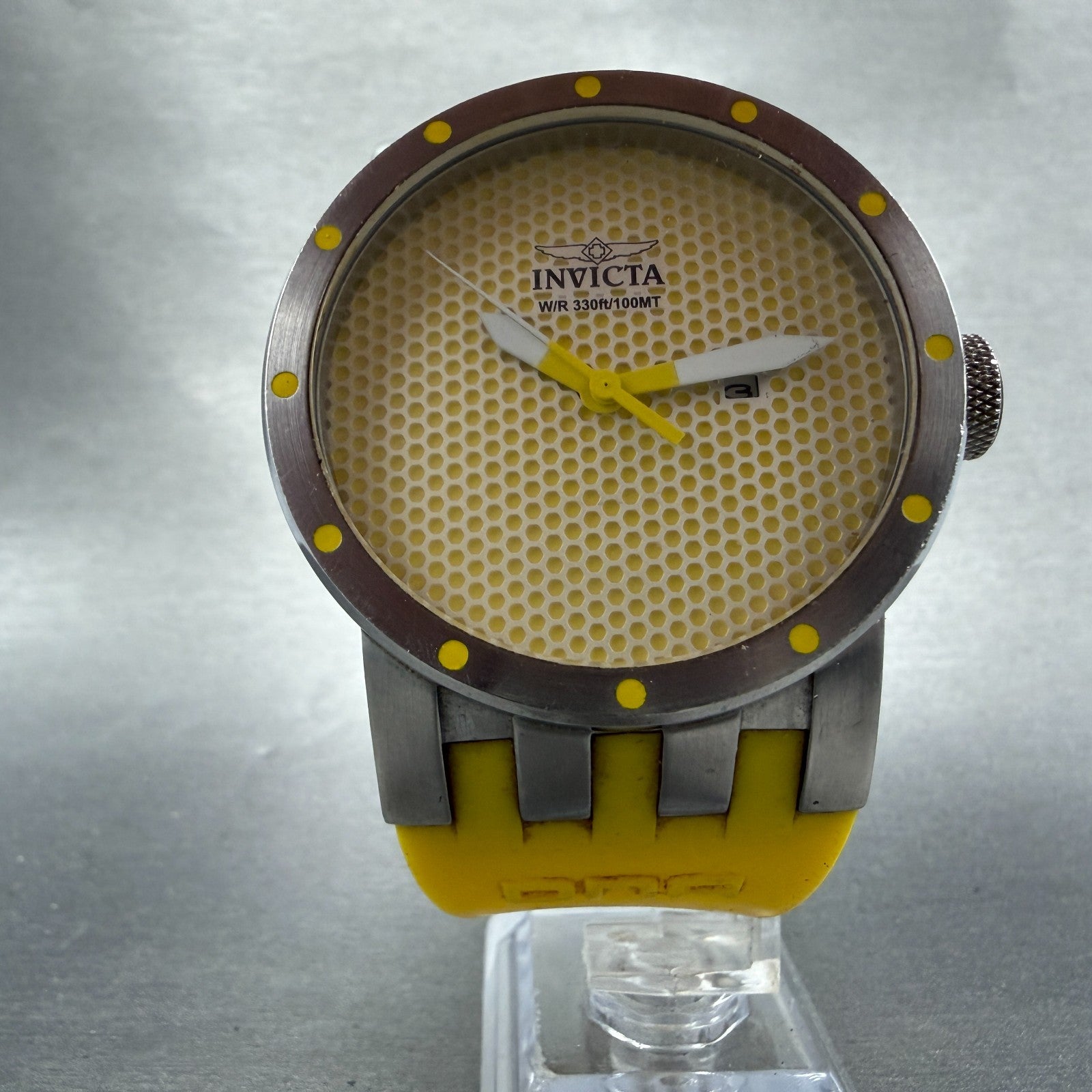 Invicta DNA Watch Men 46mm Yellow Dial Silver Tone Date Round 10420 New Battery5