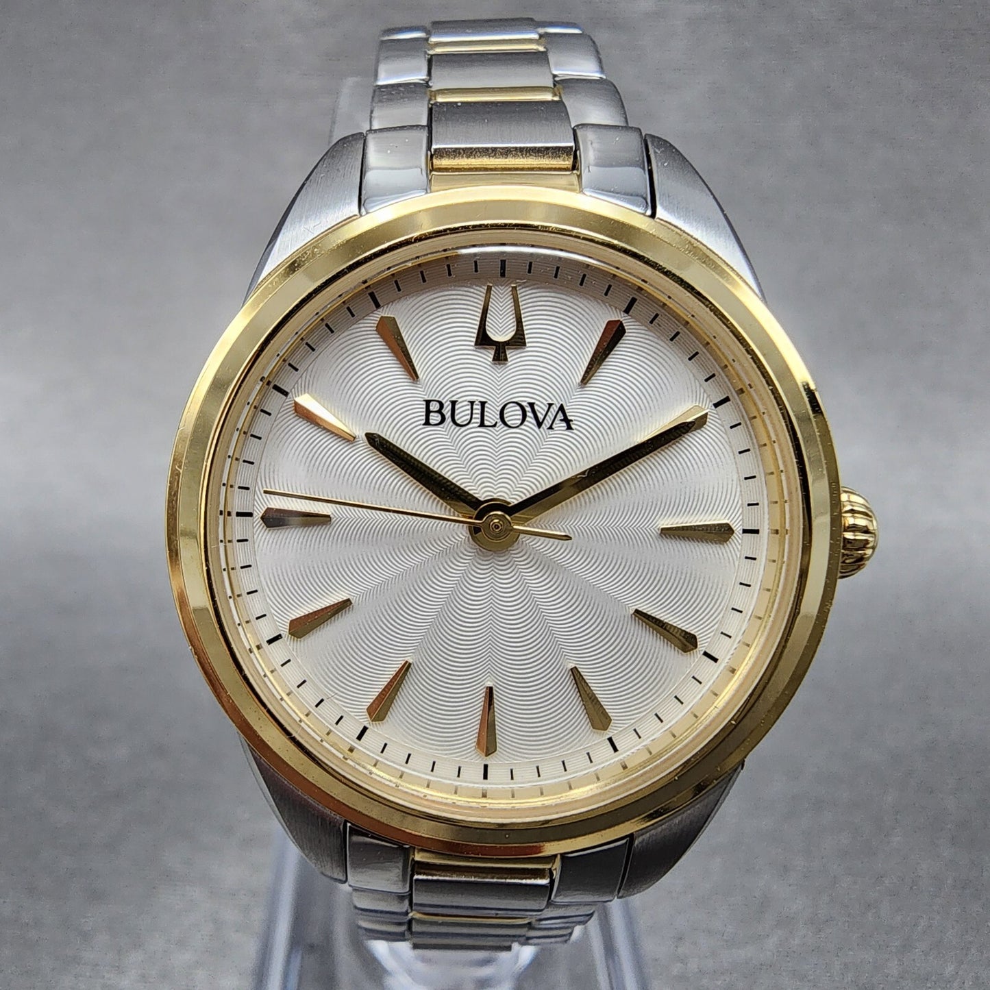 Bulova Sutton Watch Women 28mm White Dial Two Tone Round Stainless Steel 98L2771