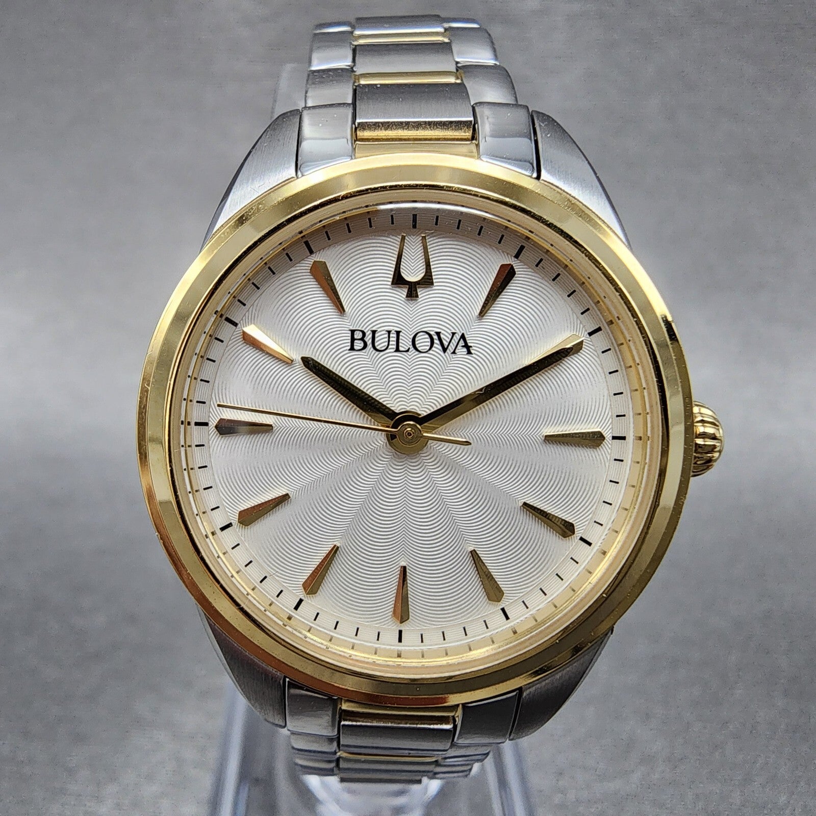 Bulova Sutton Watch Women 28mm White Dial Two Tone Round Stainless Steel 98L2771
