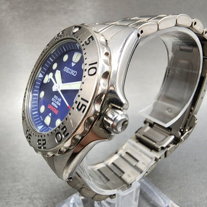 Seiko Prospex Diver Watch Men 41mm Blue Dial Titanium Date Solar V1450AH0 Runs3