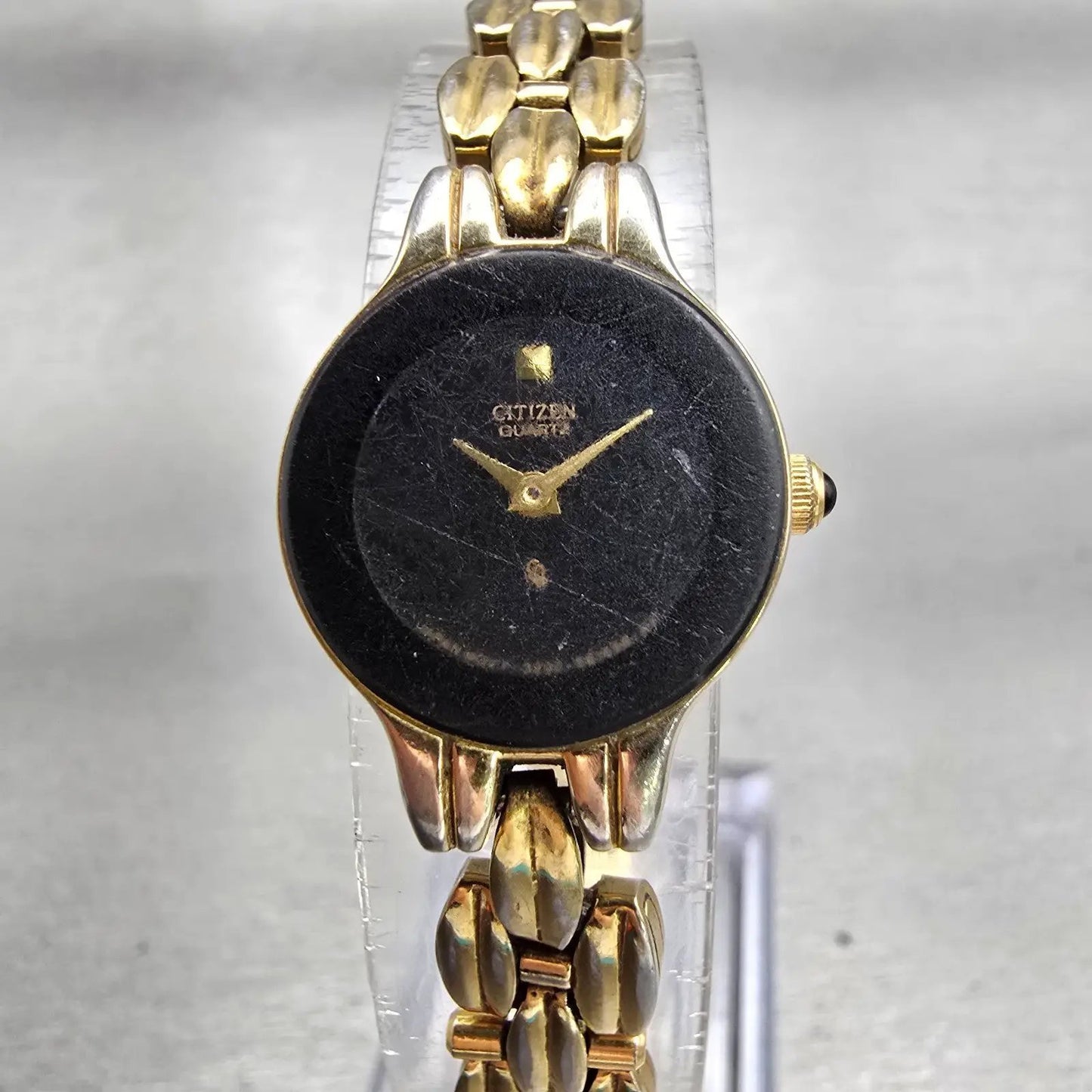 Citizen CQ Watch Women 20mm Black Dial Gold Tone Round 3220-S23306 New Battery0