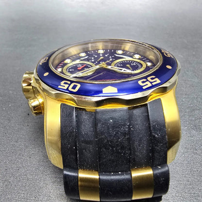Invicta Pro Diver Chronograph Watch Men 48mm Blue Dial Gold Tone 21929 PARTS5