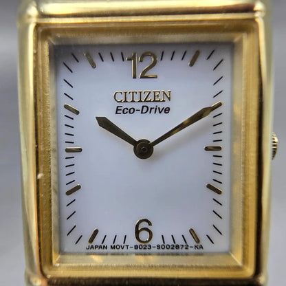Citizen Eco-Drive Tank Watch Women 18mm White Dial Gold B023-S001561 Works JP1