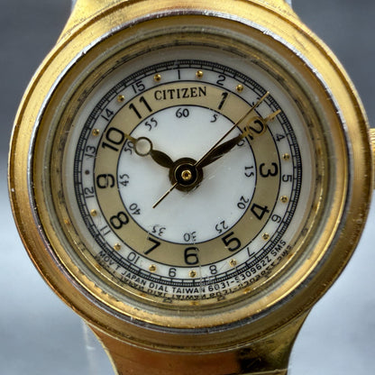 Citizen Watch Women 20mm Cream Dial Gold Tone Round 6031S07742 New Battery1