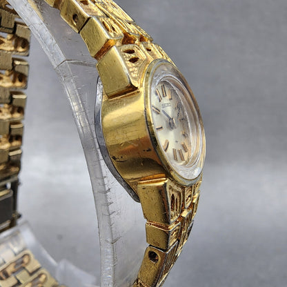 Seiko Watch Women 16mm Silver Dial Gold Tone Manual Round 110549 Runs3