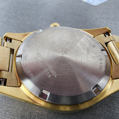 Citizen EcoDrive Watch Women 33mm MOP Dial Gold Tone Date Round EW270259D9