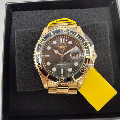 Invicta Pro Diver Watch Men 43mm Black Dial Gold Tone Date Round 300260