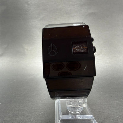 Nixon Rotolog Watch Men 35mm Black Dark Wood Rectangle New Battery5