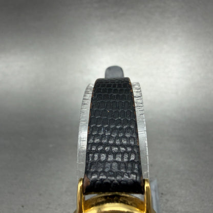 Seiko Watch Women 20mm Black Dial Gold Tone Round Vintage 1N00-0F69 New Battery74