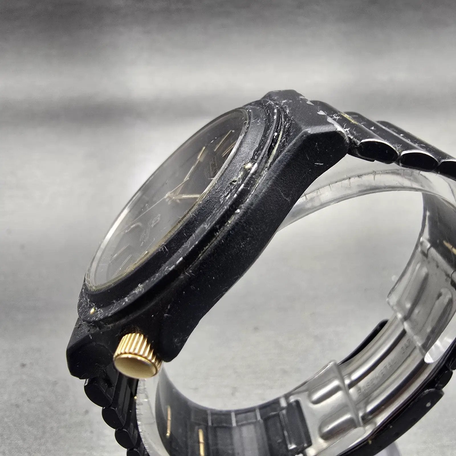 Seiko Sports 150 Watch Men 37mm Black Dial Black Tone Daydate 5H23-7029 New Batt2