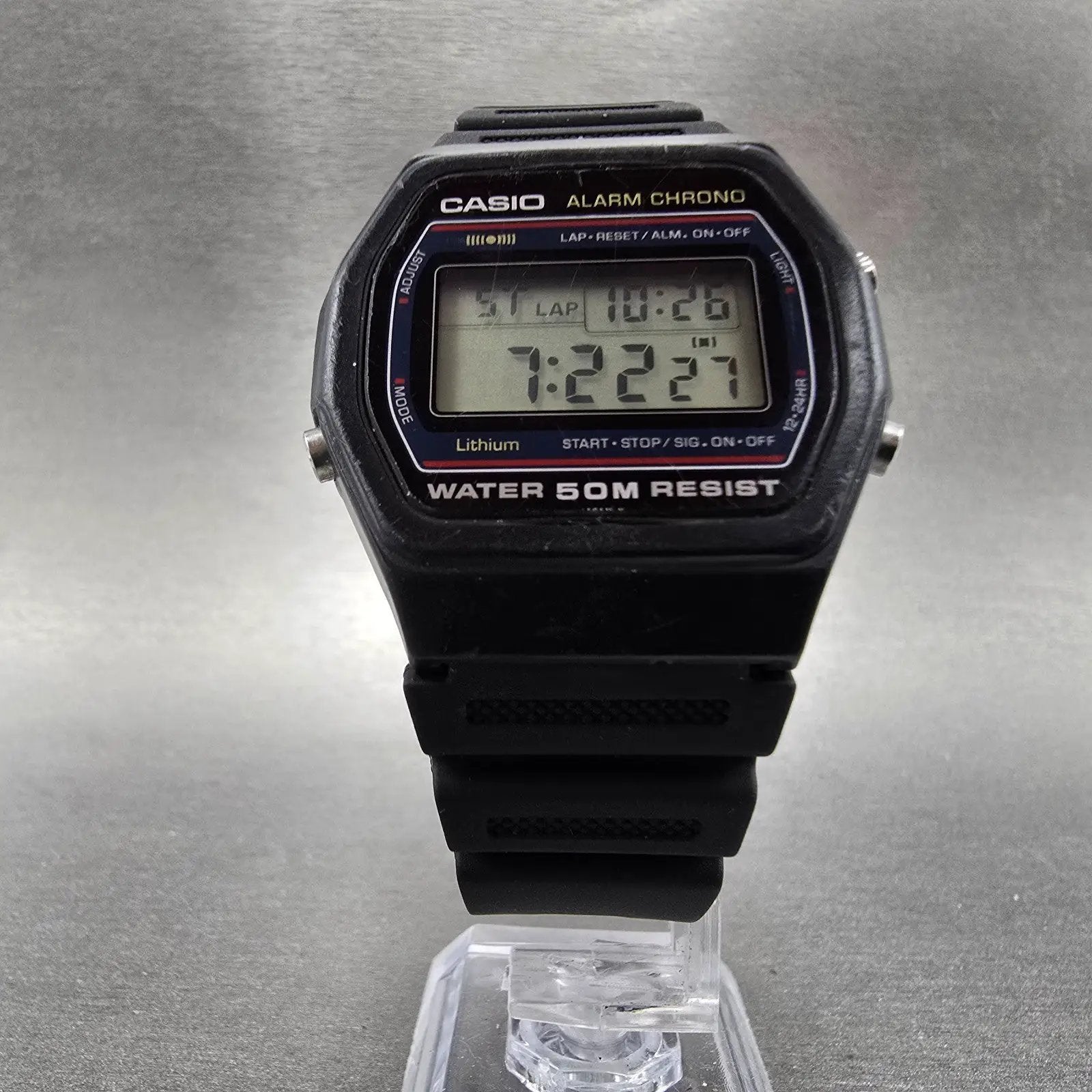 Casio W-26 Watch Men 37mm Black Alarm Chronograph Digital New Battery Vintage F5