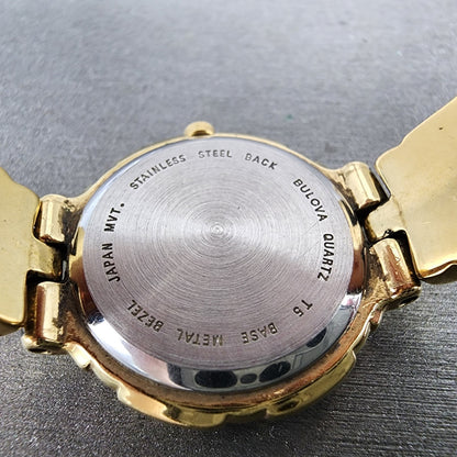 Bulova Watch Women 26mm Gold Dial Gold Tone Round 97P44 New Battery VTG9