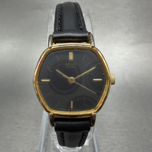Seiko Watch Women 21mm Black Dial Gold Tone Hexagon 12215500 New Battery0