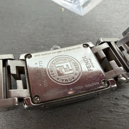 Fendi 1200L Tank Watch Women 16mm Silver Dial Steel Rectangle New Battery W/Box11