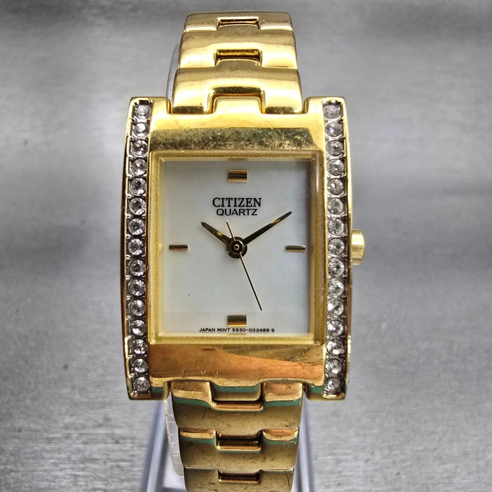 Citizen Watch Women 20mm MOP Dial Gold Tone Gemmed 5930-S99043 New Battery0