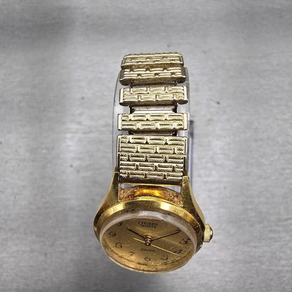 Citizen Seven Watch Women 22mm Gold Dial Gold Tone Round 2030-041682 New Battery4