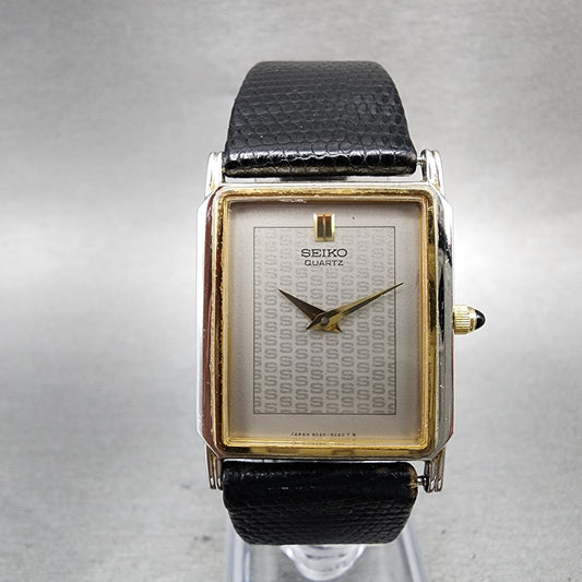 Seiko Tank Watch Men 26mm Silver Dial Two Tone Rectangle 90205029 New Battery0