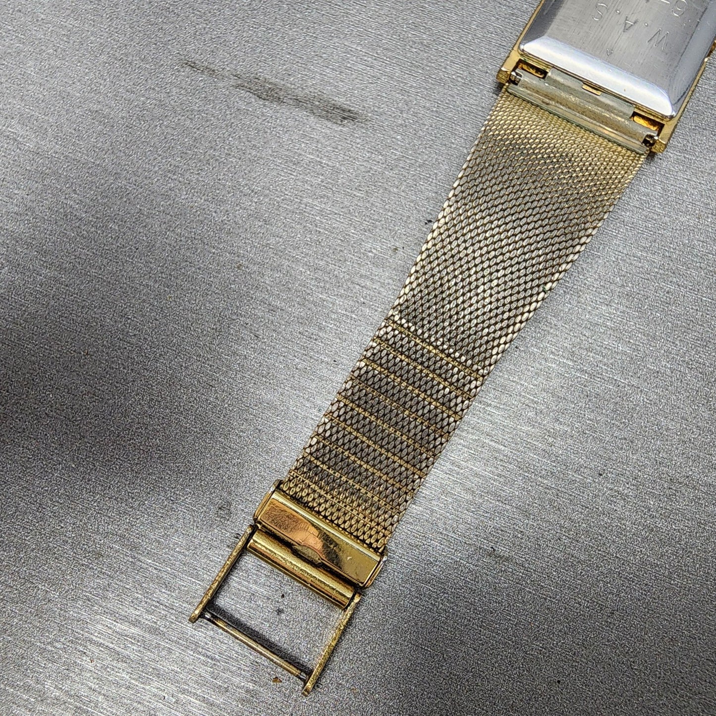 Wittnauer Tank Watch Men 26mm Gold Dial Gold Tone Rectangle PARTS9