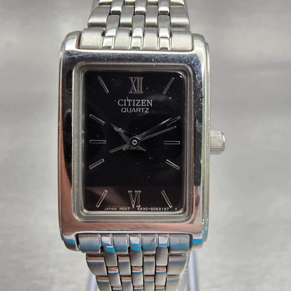 Citizen Watch Women 18mm Black Dial Silver Tone Rectangle 5930-S038588 New Batt0