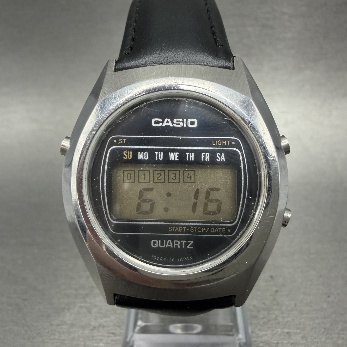 Casio 31QR20 Watch Men 34mm Digital Silver Tone Daydate Round New battery VTG0