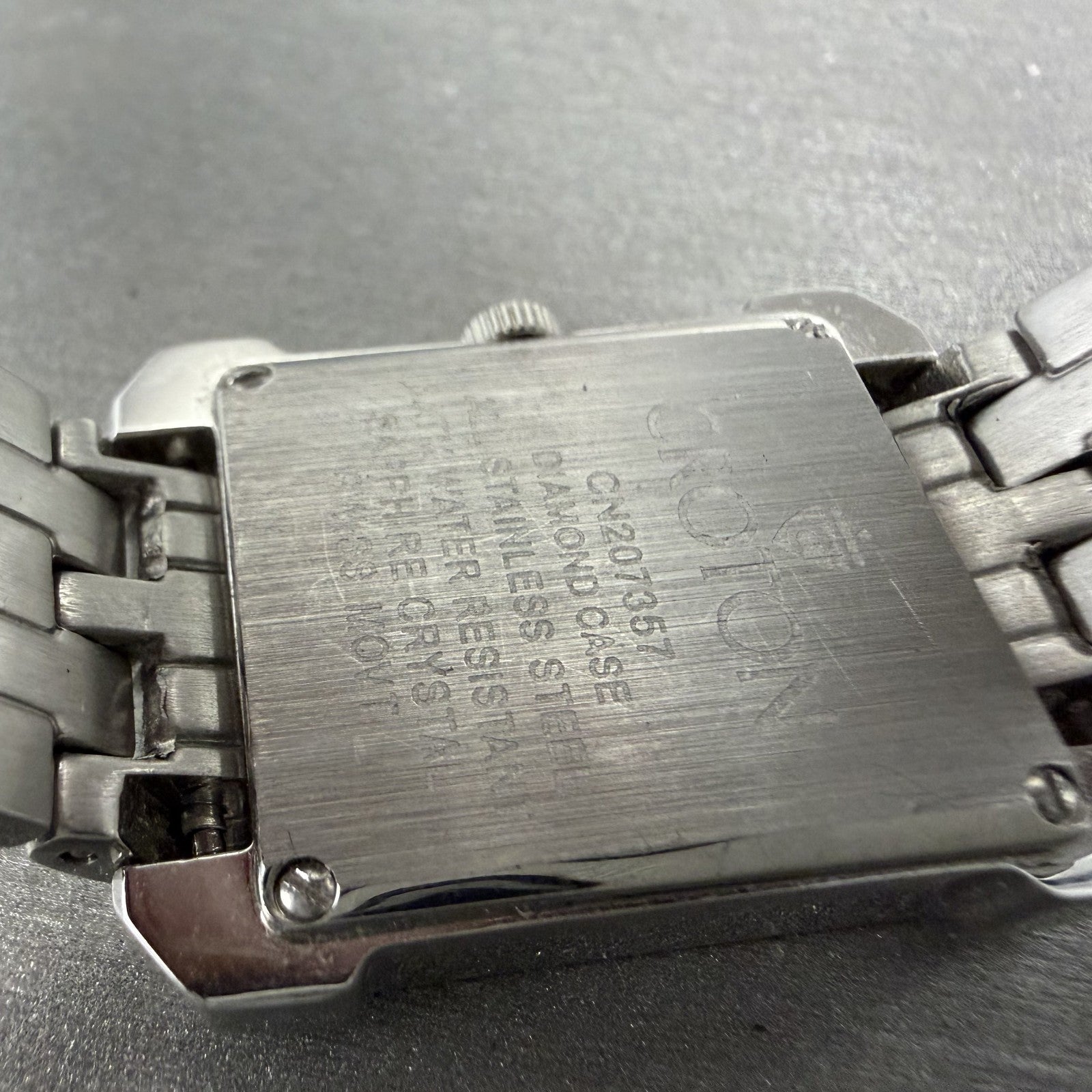 Croton Tank Watch Women 23mm MOP Dial Steel Diamond Bezel Rectangle New Battery9