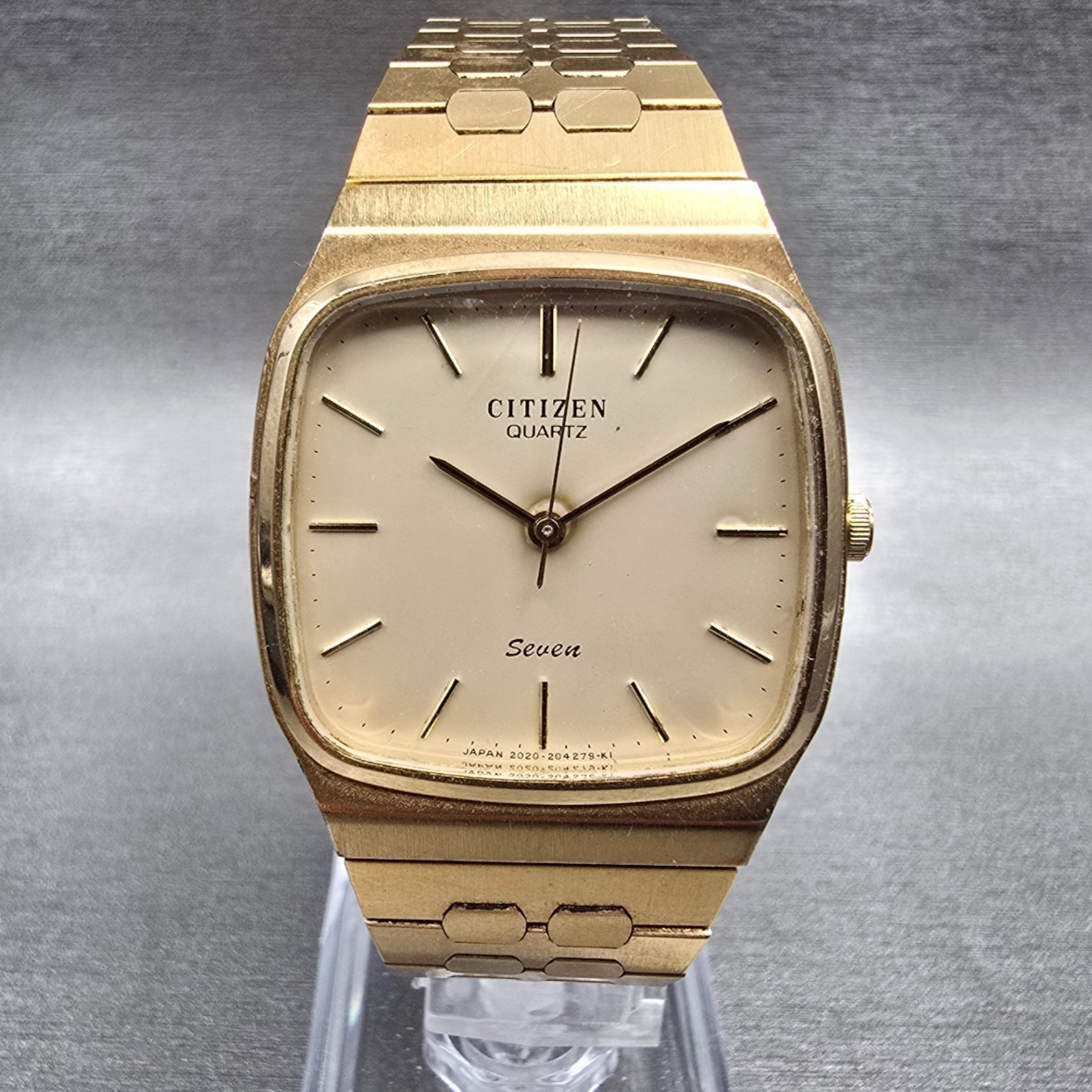 Citizen Seven Watch Men 31mm Champagne Dial Gold Tone 2030-202864 New Battery JP0