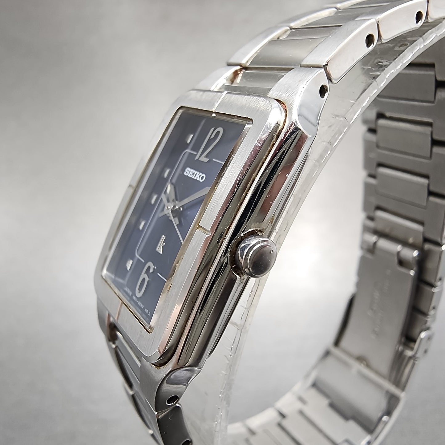 Seiko Lukia Tank Watch Women 19mm Blue Dial Silver Tone 1n010b20 New Battery2
