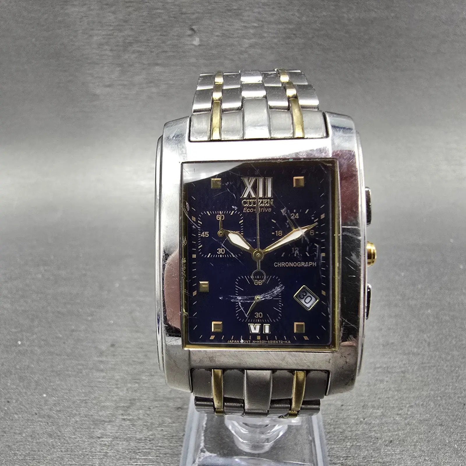 Citizen Palidoro Chronograph Watch Men 31mm Blue Dial Two Tone Date H501 Works0