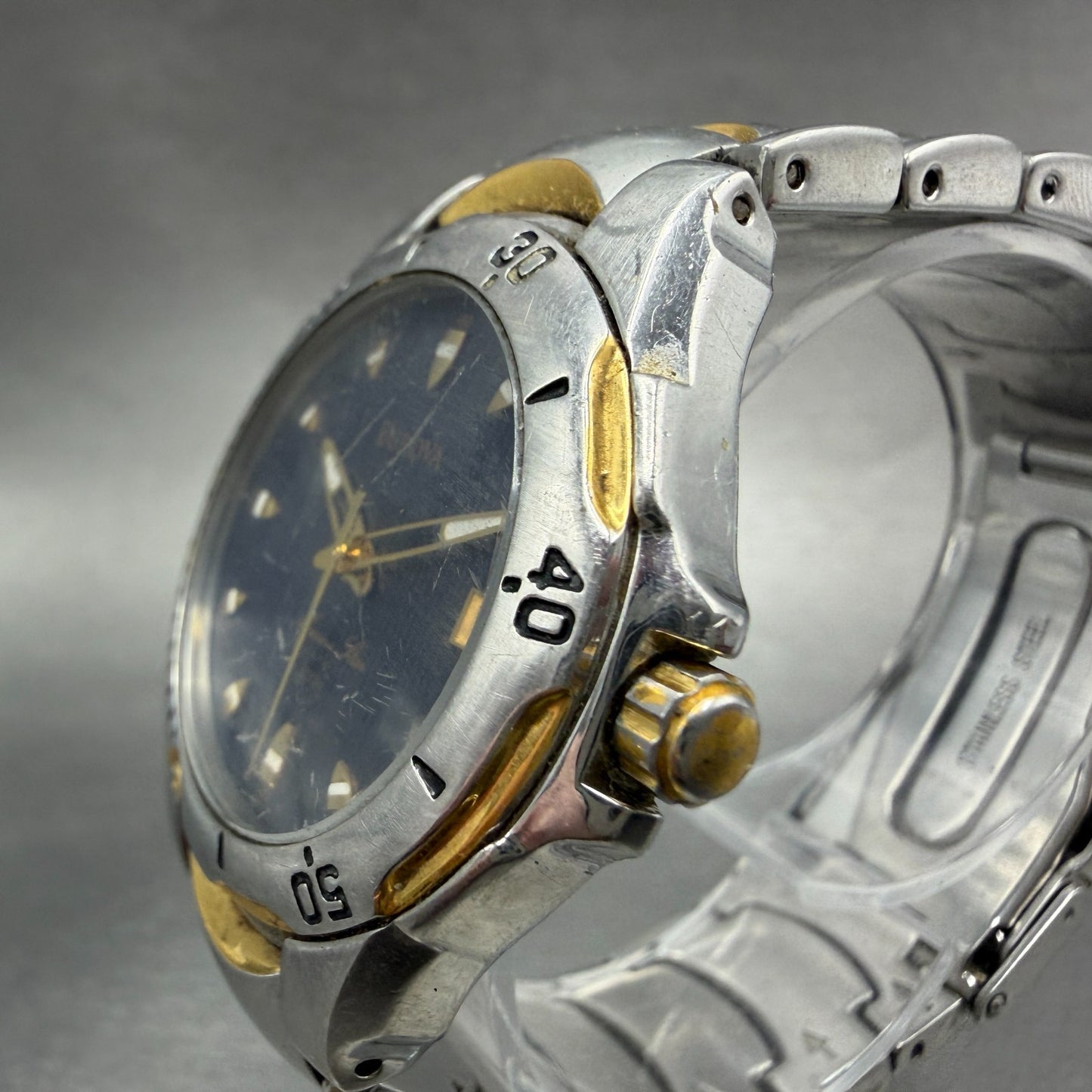 Bulova Marine Star Watch Men 37mm Black Dial Two Tone Date 98G71 New Battery2