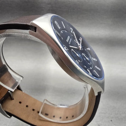 Skagen Grenen Chronograph Watch Men 42mm Blue Dial Silver Tone SKW6842 New Batt3