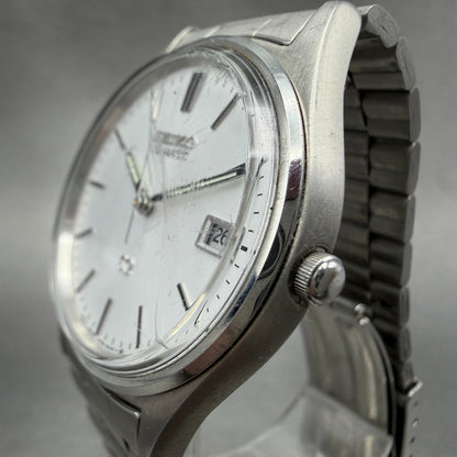 Seiko SQ Watch Men 35mm Silver Dial Silver Tone Date Round 5Y22-8020 New Battery2