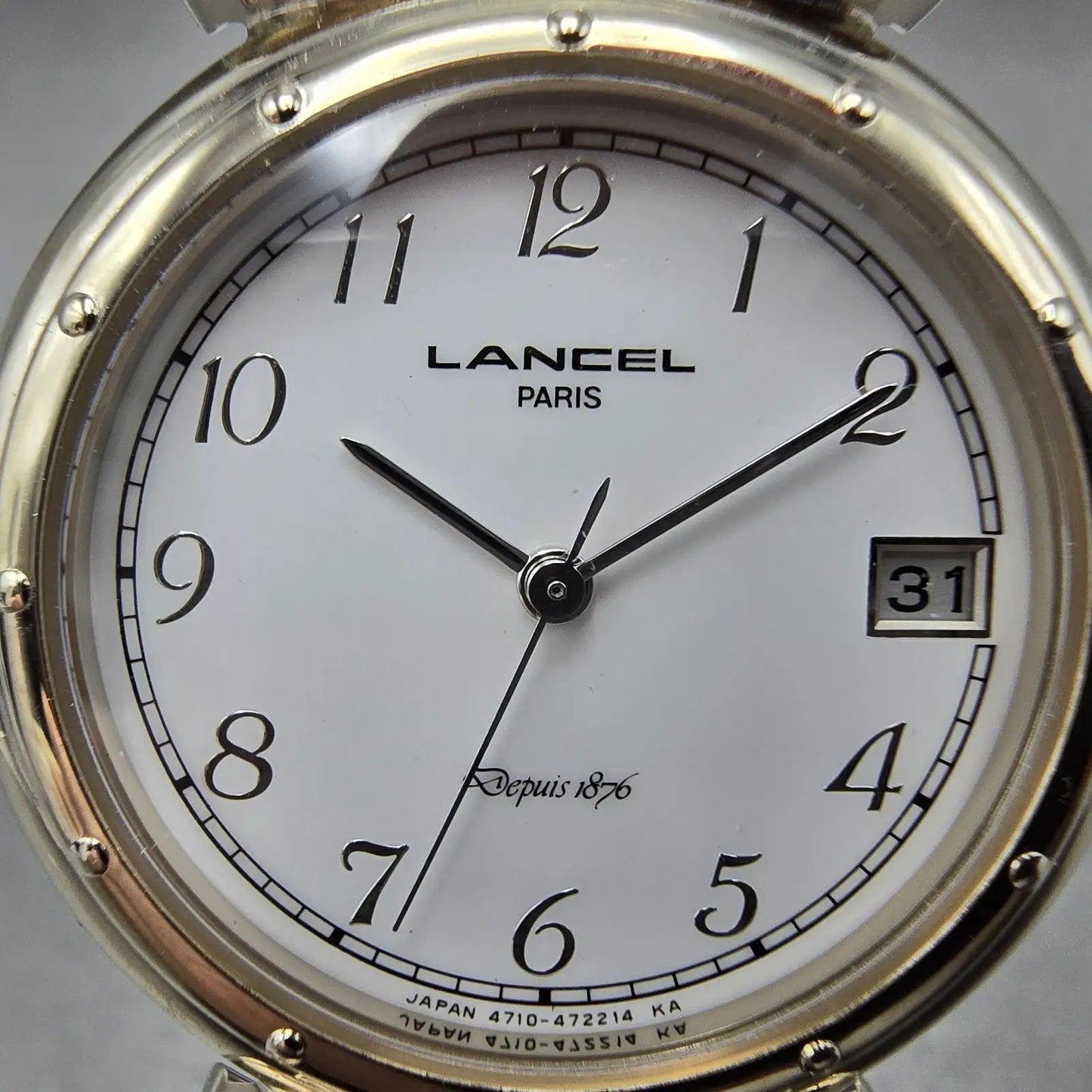 Citizen Lancel Watch Men 32mm White Dial Gold Tone Date 4710-470737 New Battery1