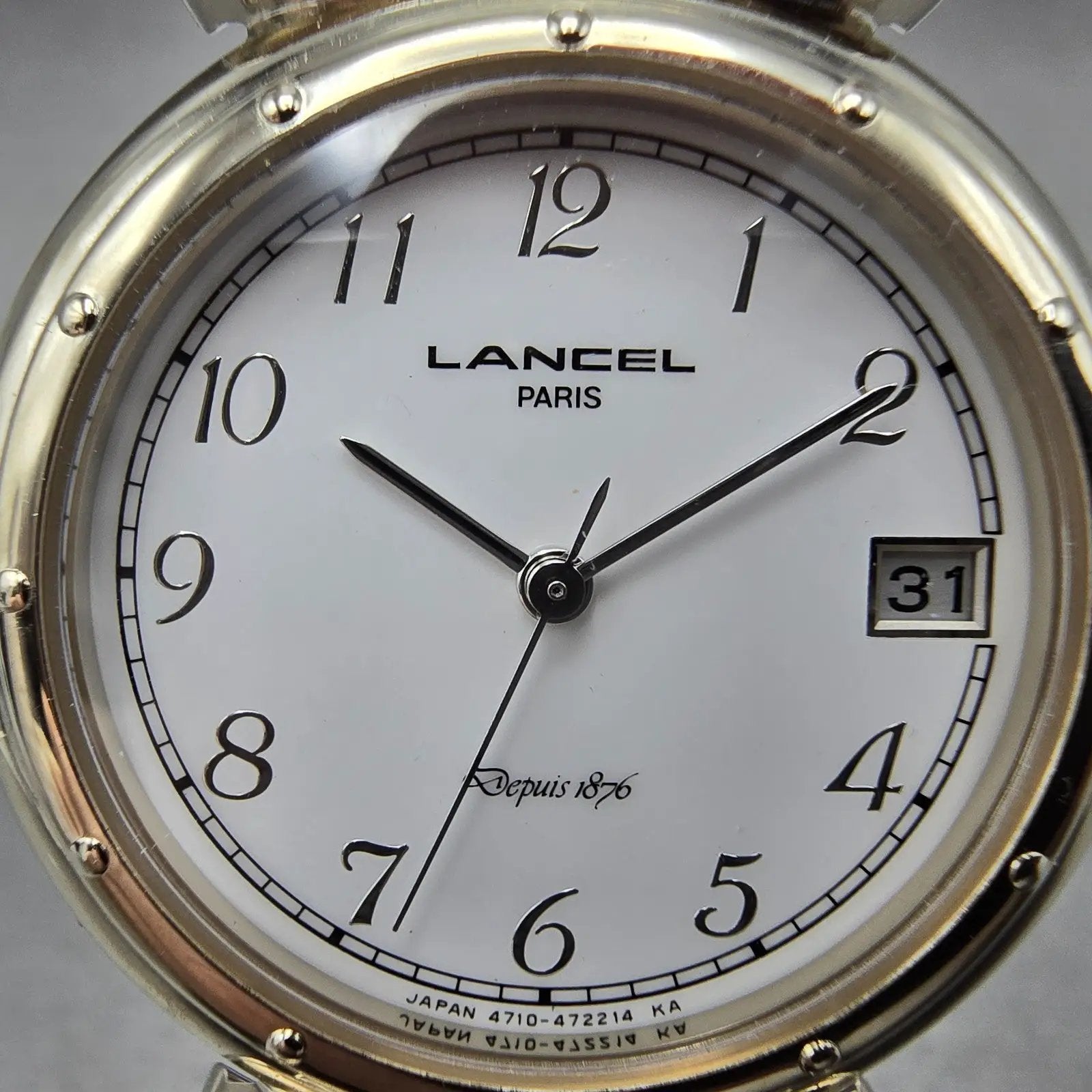 Citizen Lancel Watch Men 32mm White Dial Gold Tone Date 4710-470737 New Battery1