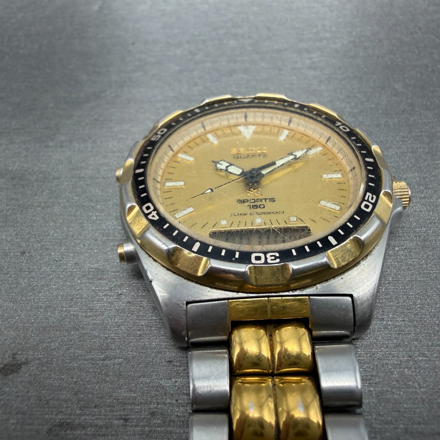 Seiko SQ Sports 150 Watch Men 41mm Analog Digital Two Tone Alarm Chrono NewBat2