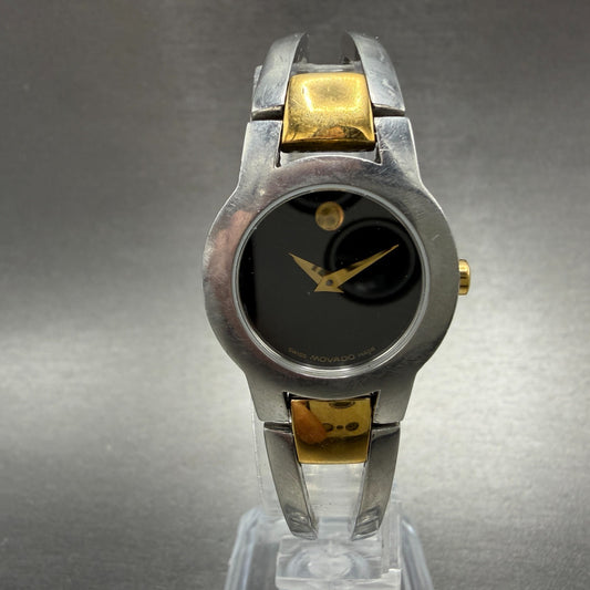 Movado Amorosa Watch Women 24mm Black Dial Two Tone Round 81 E4 1842 PARTS0