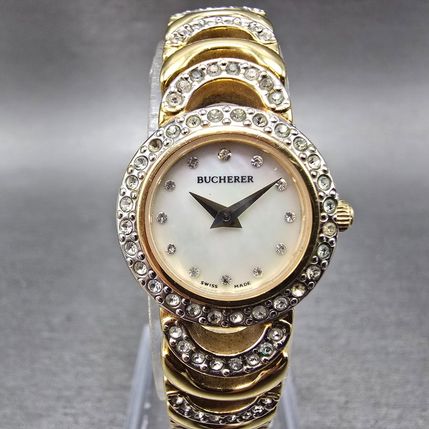 Bucherer Watch Women 20mm MOP Dial Gold Tone Round 901 544 New Battery Crystals0