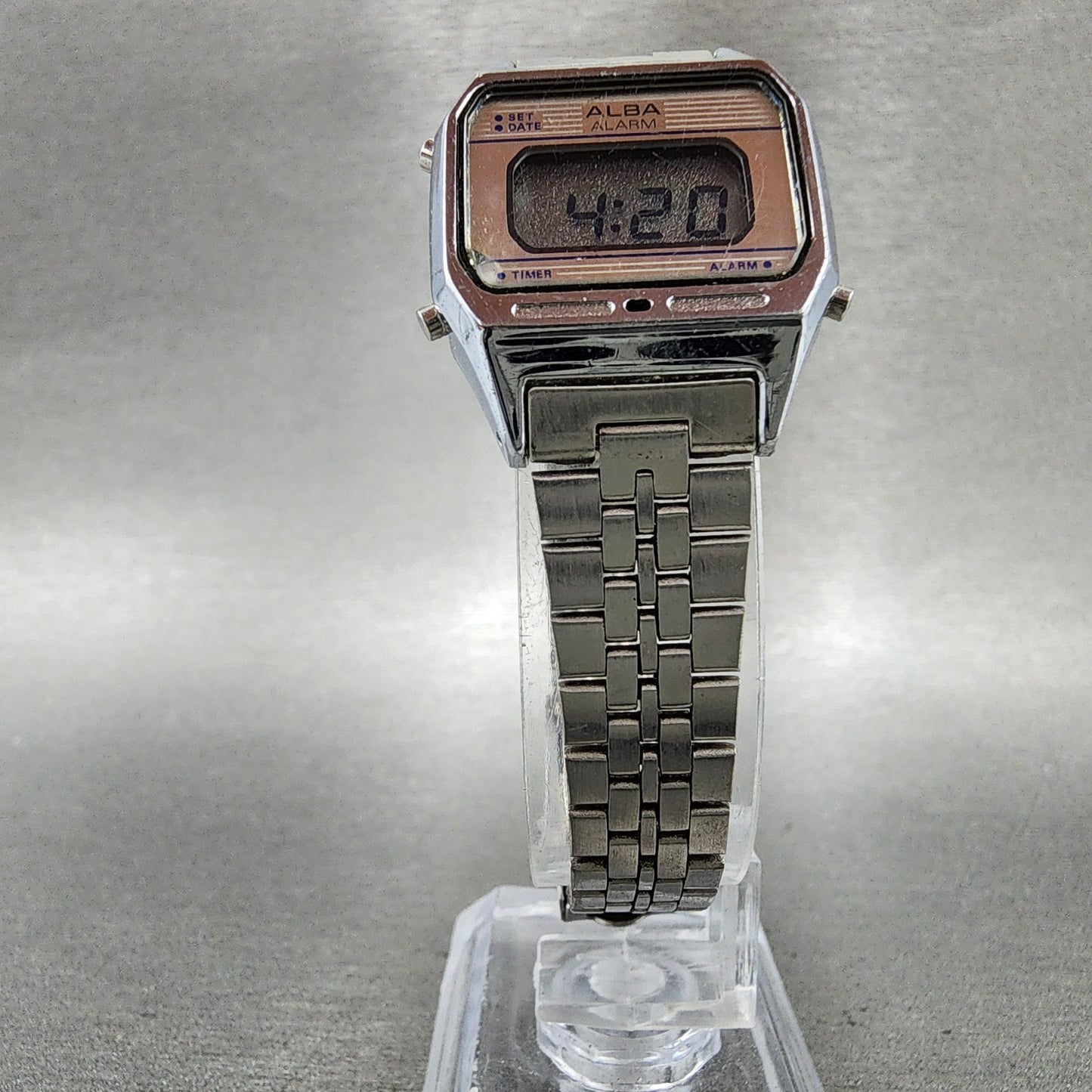 Seiko ALBA Digital Watch Women 24mm Digital Silver Tone Octagon New Battery5