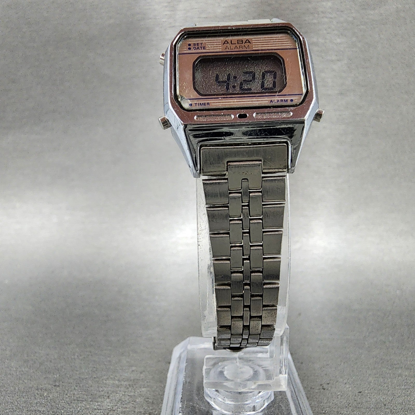 Seiko ALBA Digital Watch Women 24mm Digital Silver Tone Octagon New Battery5