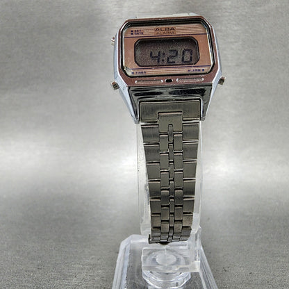 Seiko ALBA Digital Watch Women 24mm Digital Silver Tone Octagon New Battery5