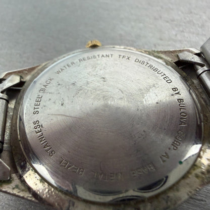 Bulova TFX Watch Men 37mm Champagne Dial Two Tone Date Round 38B08 New Battery9