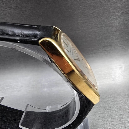 Seiko Watch Men 29mm Silver Dial Gold Tone Rectangle 4130-5130 New Battery3