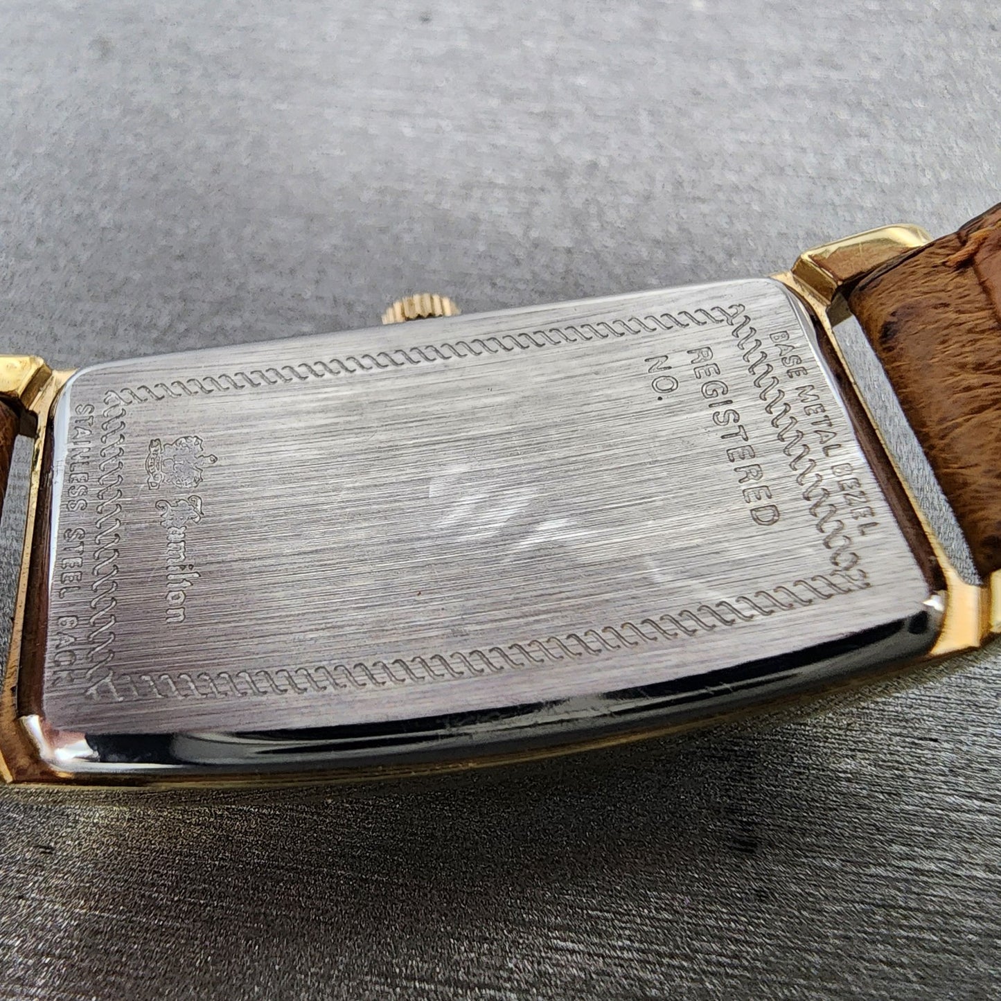 Hamilton Tank Watch Women 18mm Gray Dial Gold Tone Rectangle New Battery9