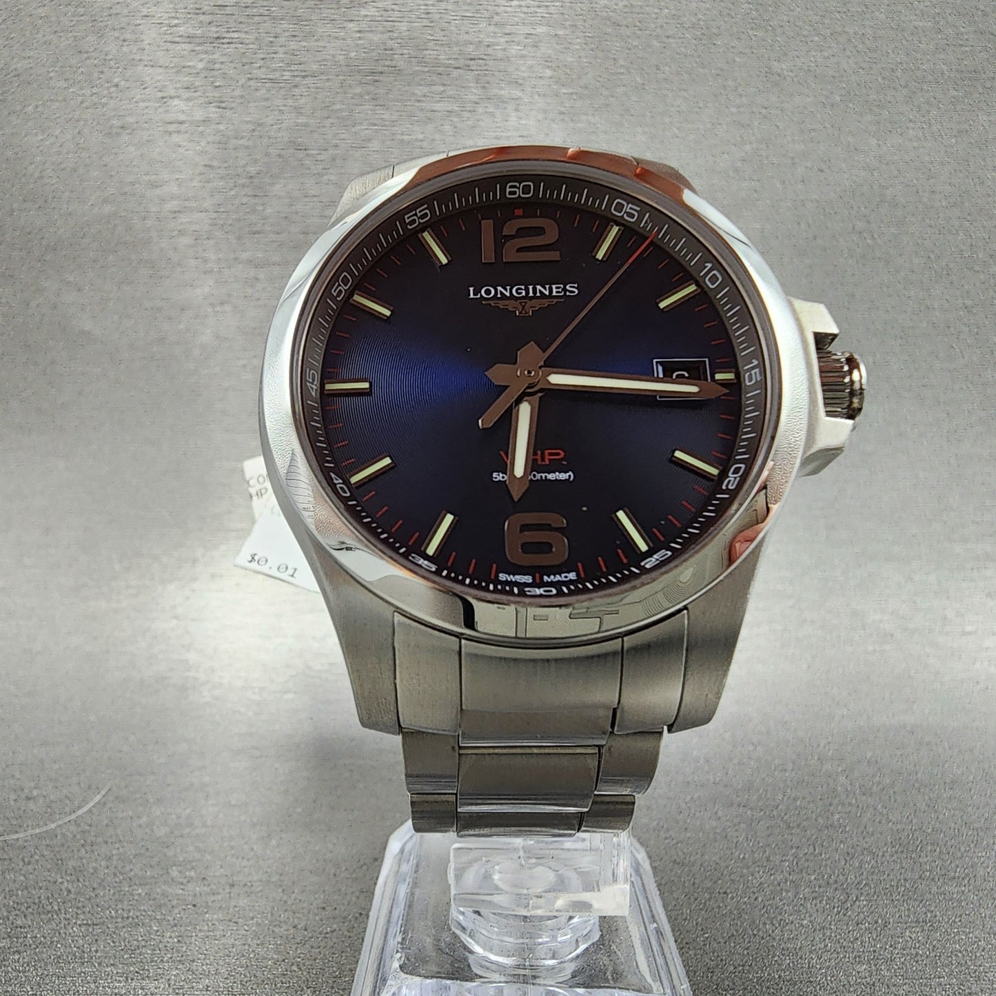 Longines VHP Watch Men 42mm Blue Dial Steel Date Round L3.726.4.96.6 New Battery5