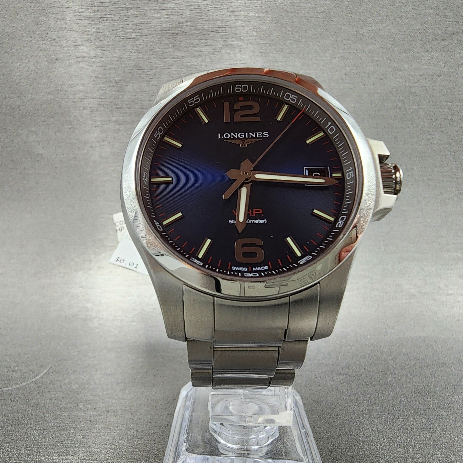 Longines VHP Watch Men 42mm Blue Dial Steel Date Round L3.726.4.96.6 New Battery5