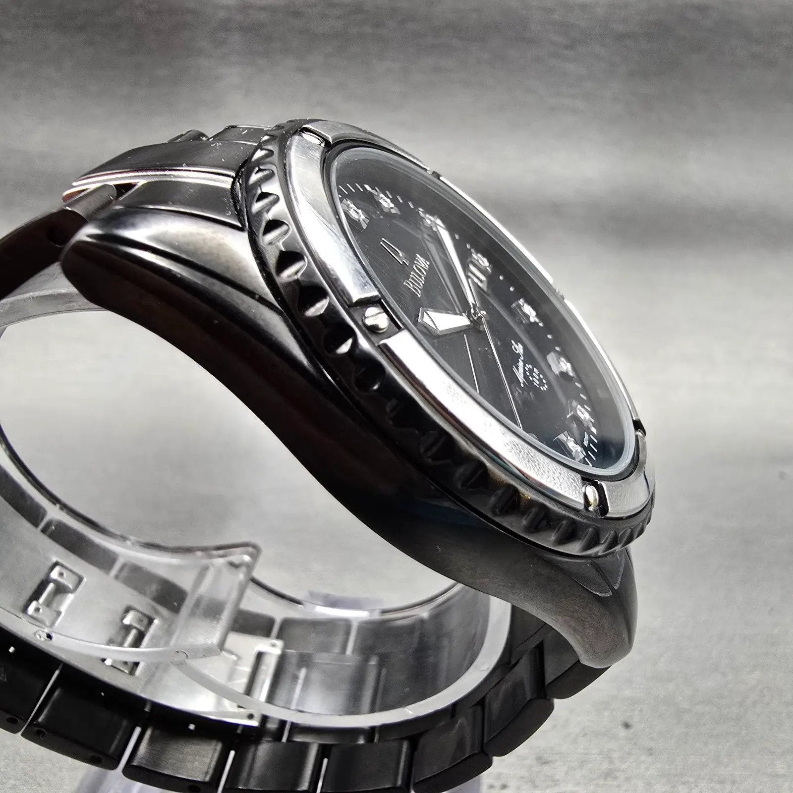 Bulova Marine Star Watch Men 42mm MOP Dial Black Tone Date 98D107 New Battery3