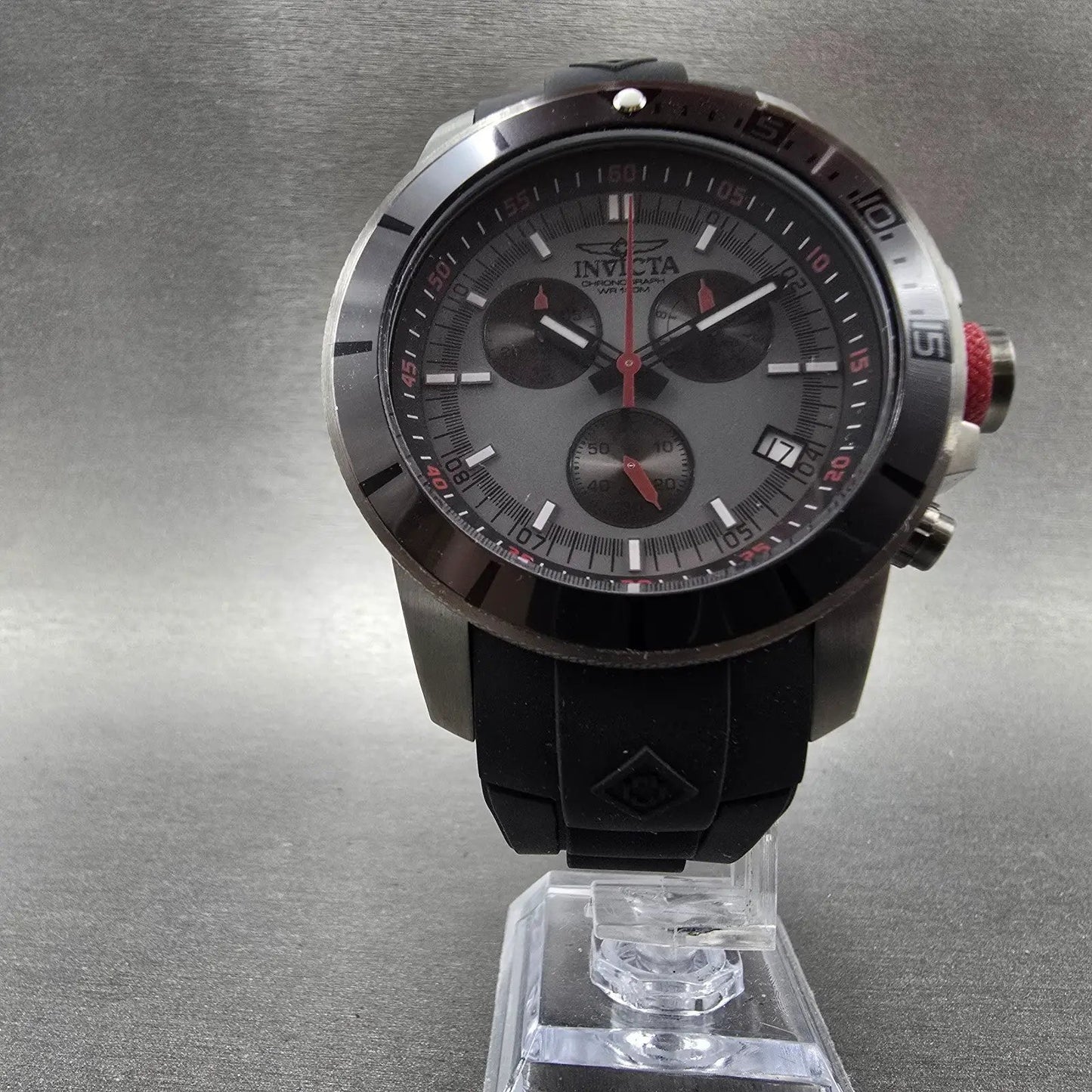 Invicta Pro Diver Chronograph Watch Men 46mm Gray Dial Black Tone 11745 New Batt7