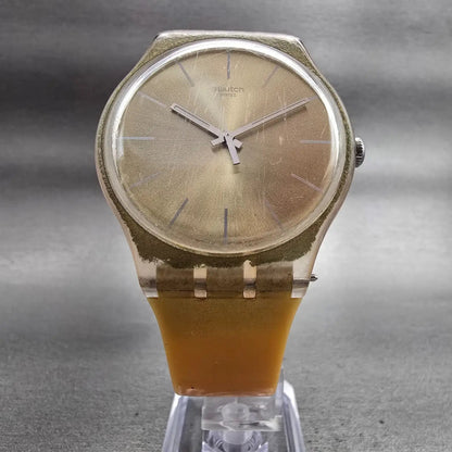 Swatch Golden Rebel Watch Men 41mm Gold Dial Gold Tone Round SUOZ119 New Battery5