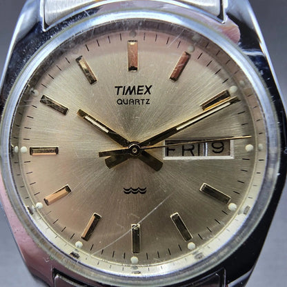 Timex President Watch Men 34mm Chamagne Dial Two Tone Daydate READ!! New Battery1