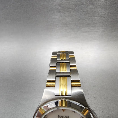 Bulova Watch Women 29mm MOP Dial Two Tone Date Round 98P116 New Battery4
